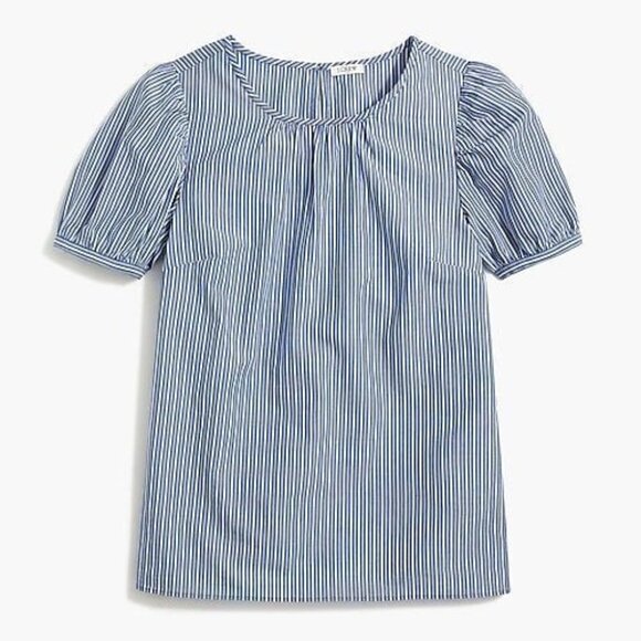 J. Crew Tops - NWT J. Crew Small Puff-sleeve Top Blue/white